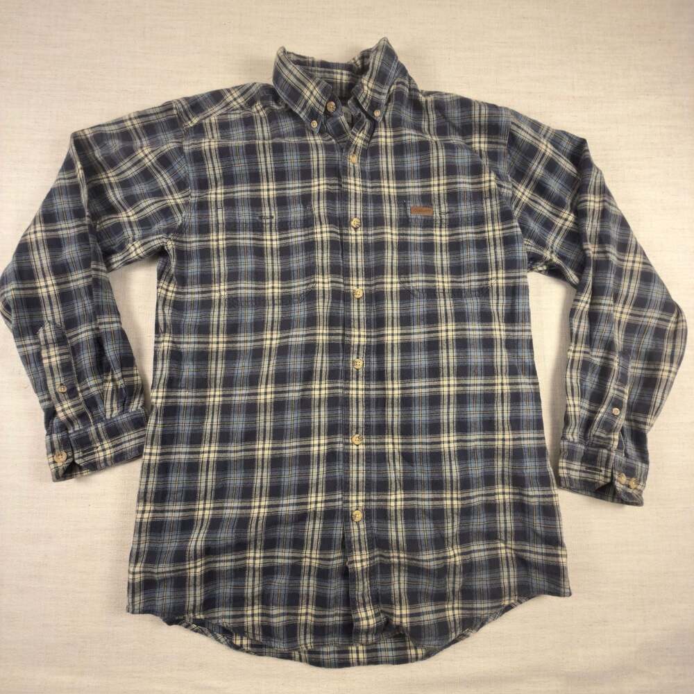 Carhartt Men's Size M Blue Plaid Long Sleeve Button Down Flannel Shirt